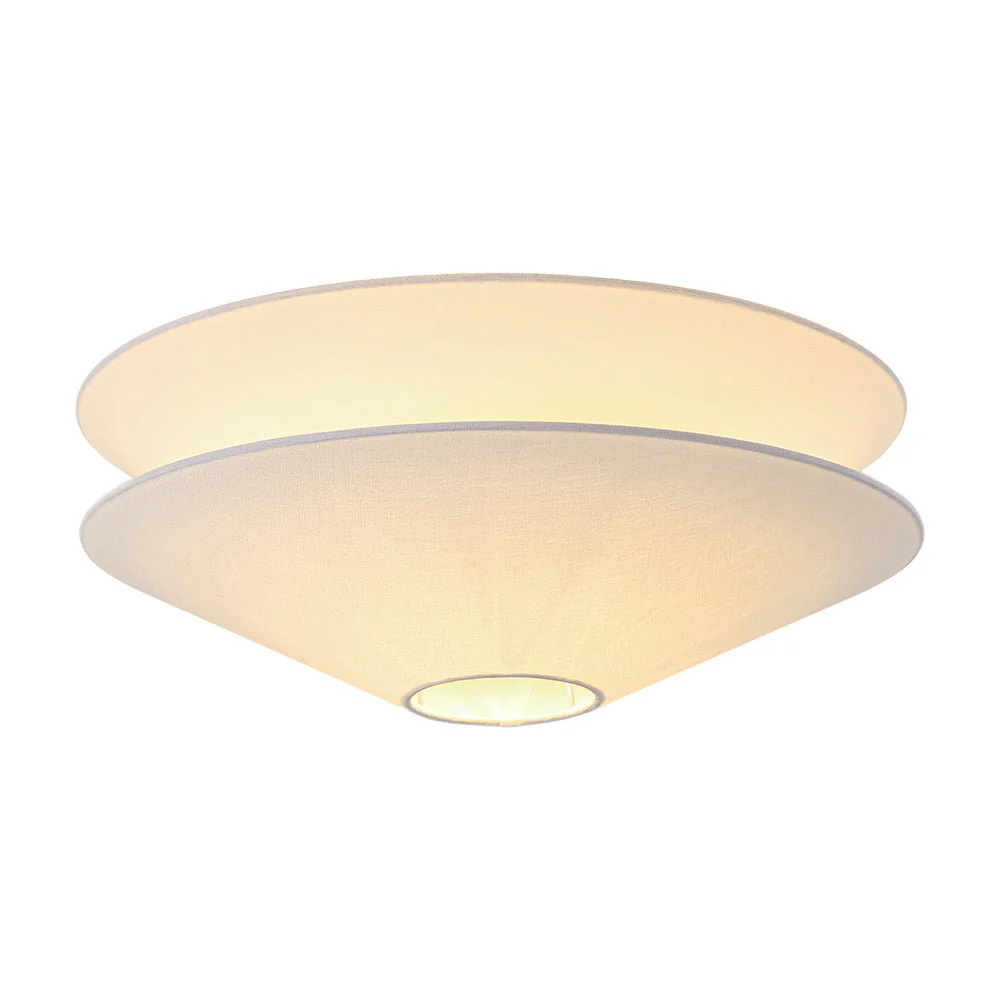 French Country 2-Tier White Linen Conical Semi Flush Mount - Image 6