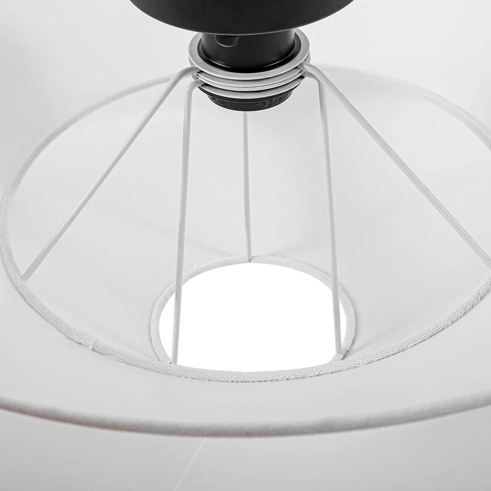 French Country 2-Tier White Linen Conical Semi Flush Mount - Image 9