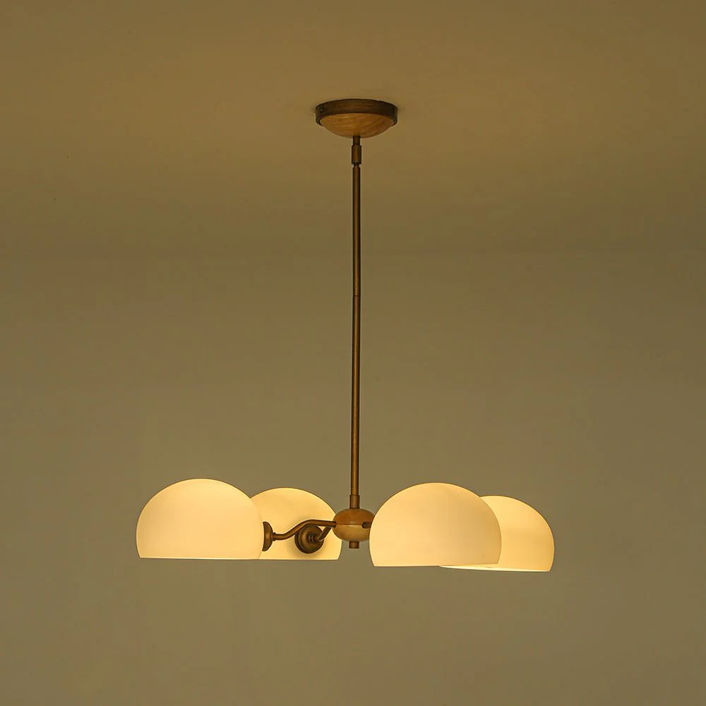 French Country 4-Light Frosted Glass Round Sputnik Chandelier - Image 10