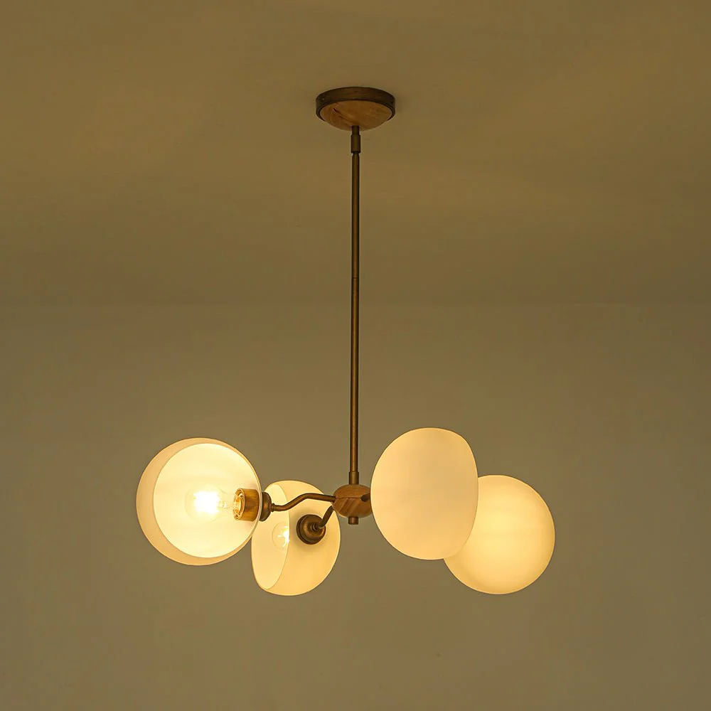French Country 4-Light Frosted Glass Round Sputnik Chandelier - Image 11