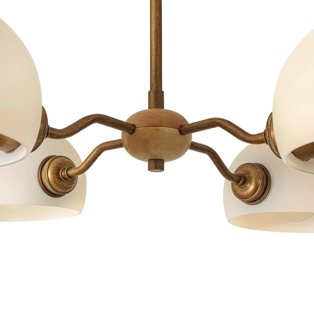 French Country 4-Light Frosted Glass Round Sputnik Chandelier - Image 14