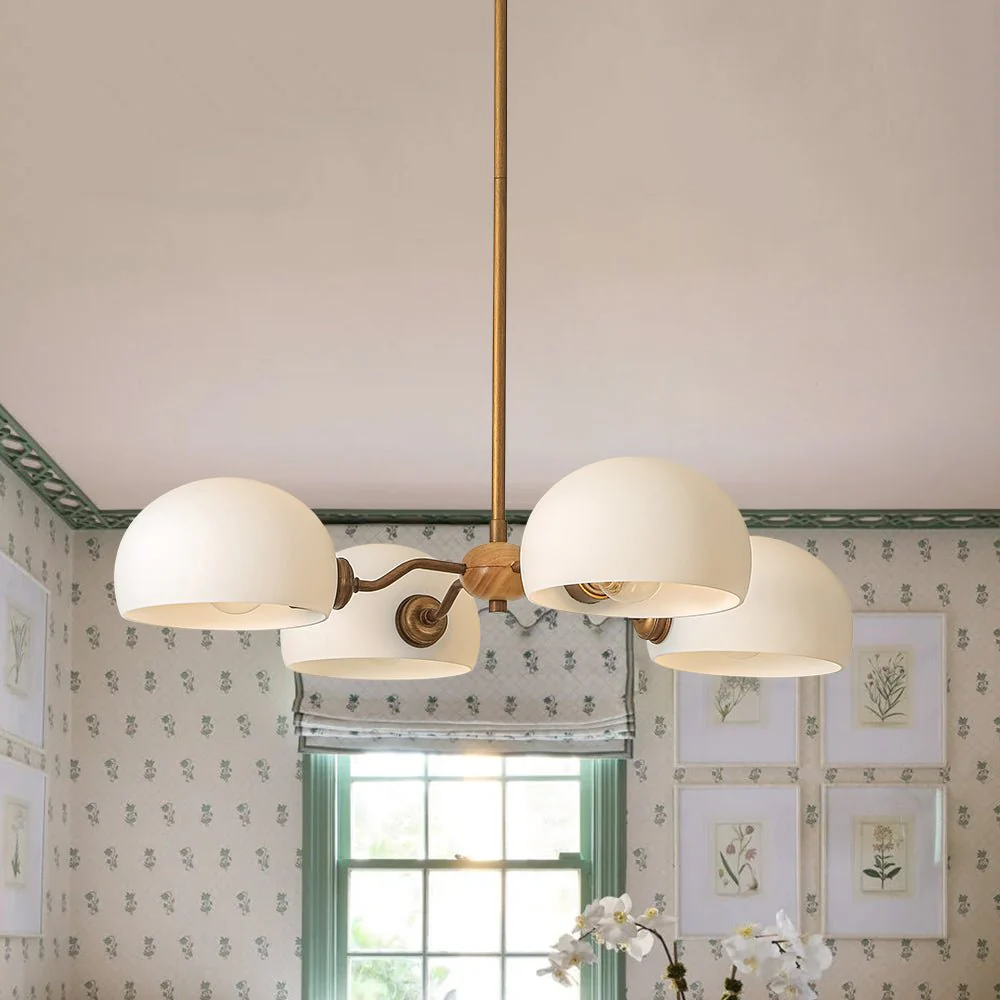 French Country 4-Light Frosted Glass Round Sputnik Chandelier - Image 2