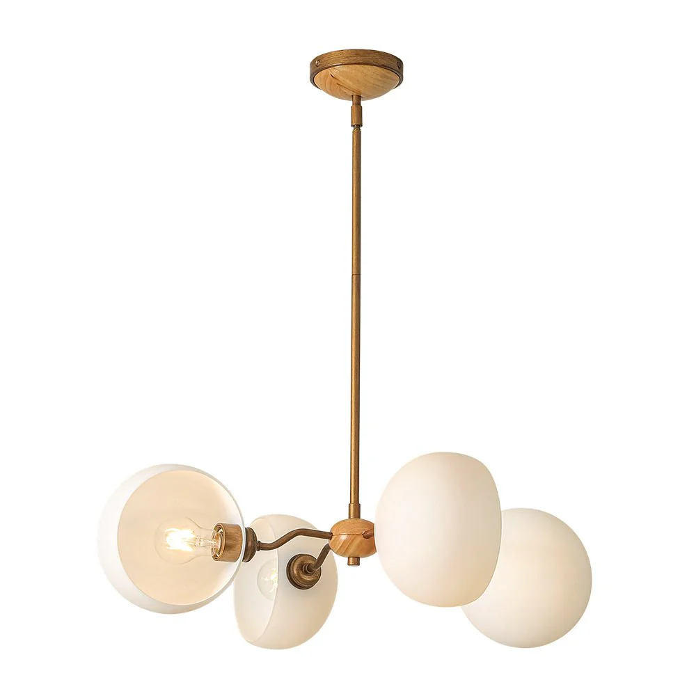 French Country 4-Light Frosted Glass Round Sputnik Chandelier - Image 4
