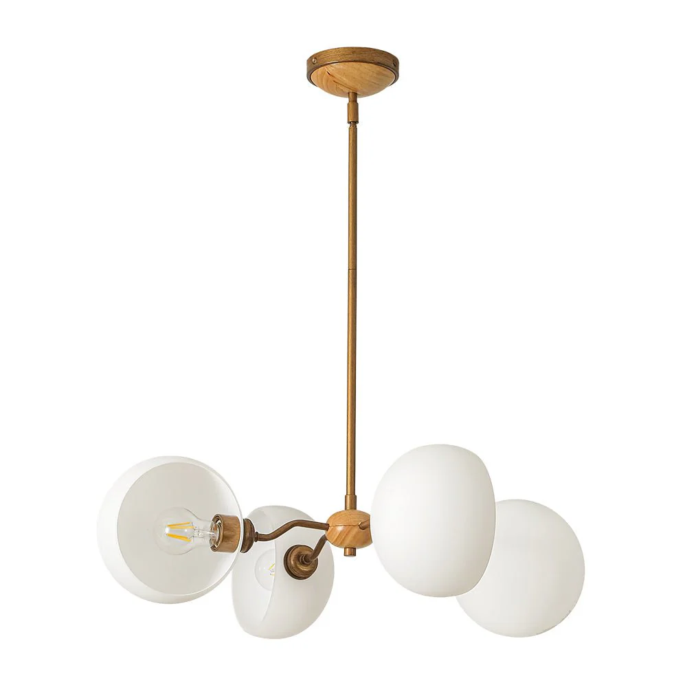 French Country 4-Light Frosted Glass Round Sputnik Chandelier - Image 5