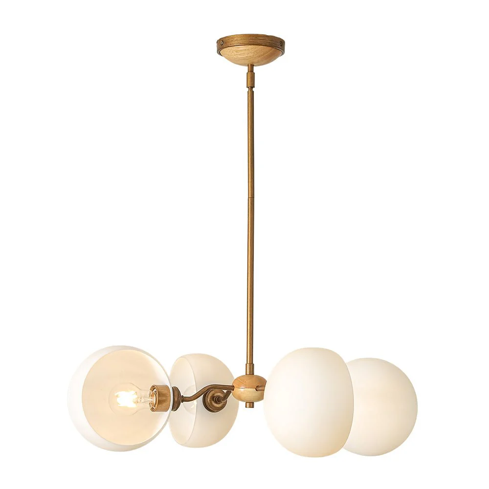 French Country 4-Light Frosted Glass Round Sputnik Chandelier - Image 7