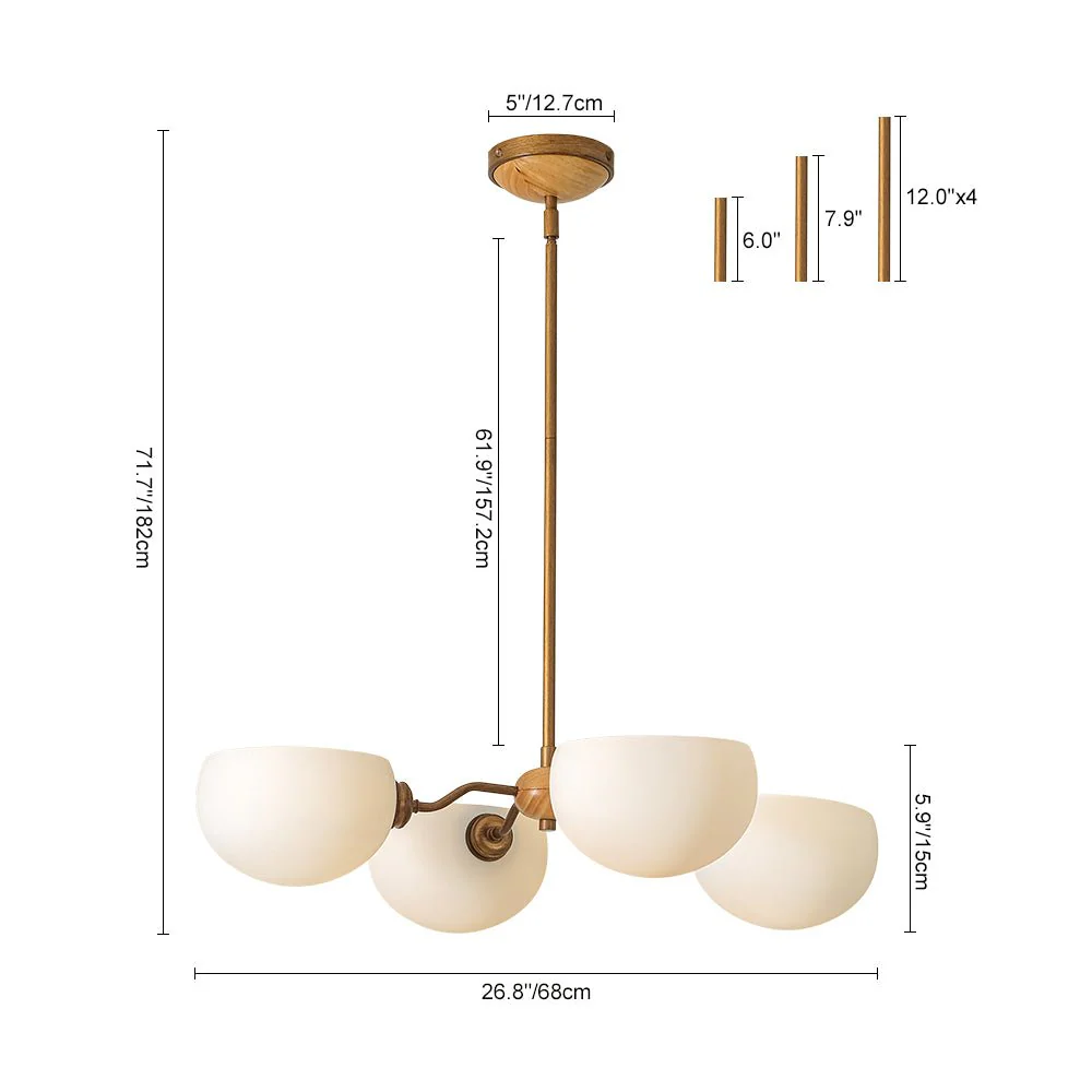 French Country 4-Light Frosted Glass Round Sputnik Chandelier - Image 8
