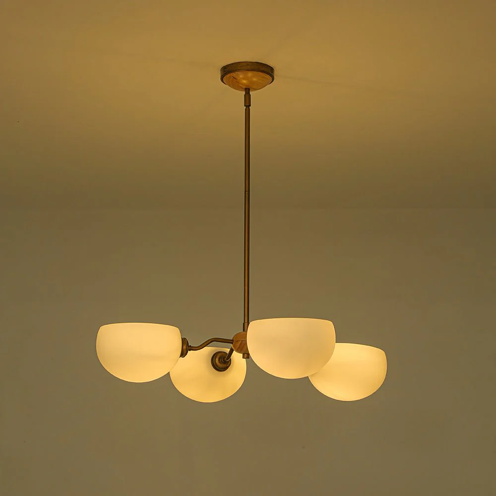 French Country 4-Light Frosted Glass Round Sputnik Chandelier - Image 9
