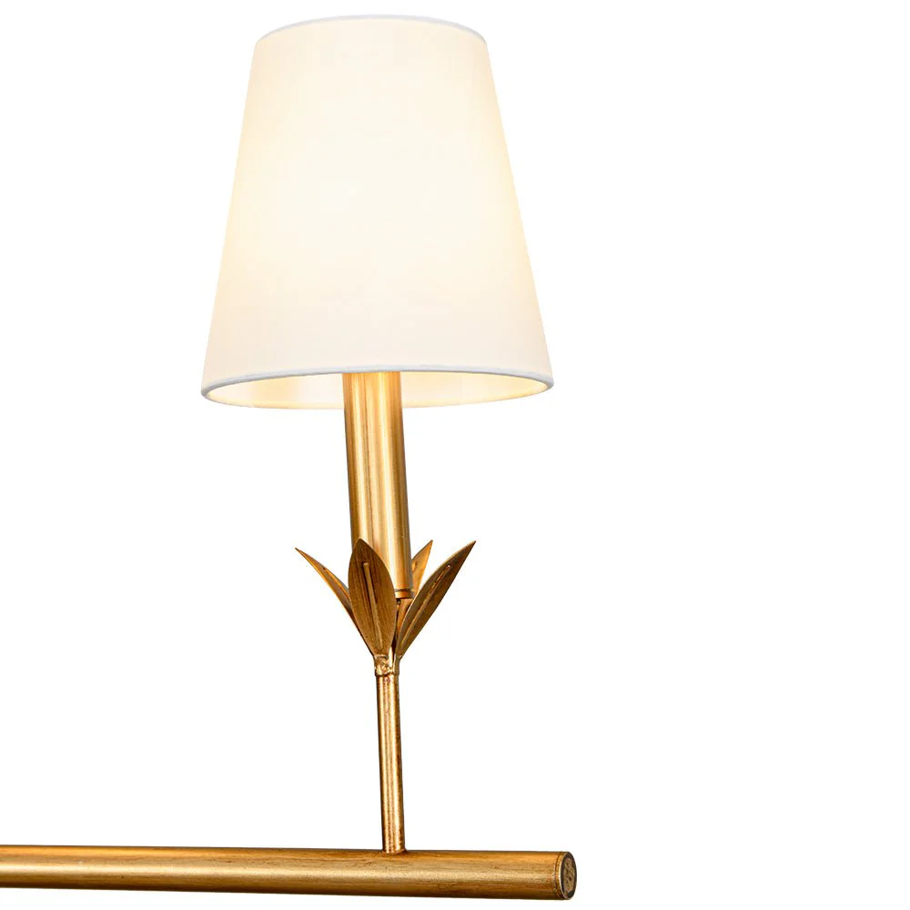 French Country 5-Light Fabric Shade Candle Linear Island Chandelier - Image 9