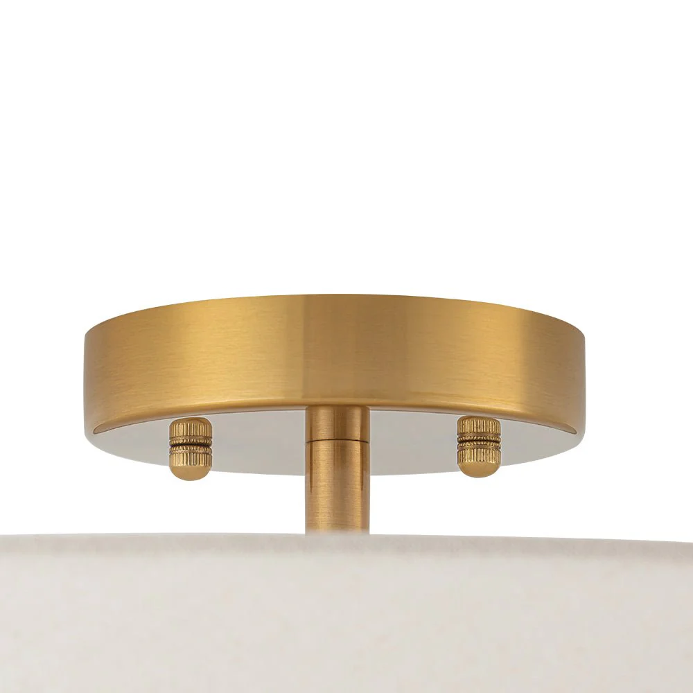 French Country Ivory Linen Conical Cage Semi Flush Mount - Image 11