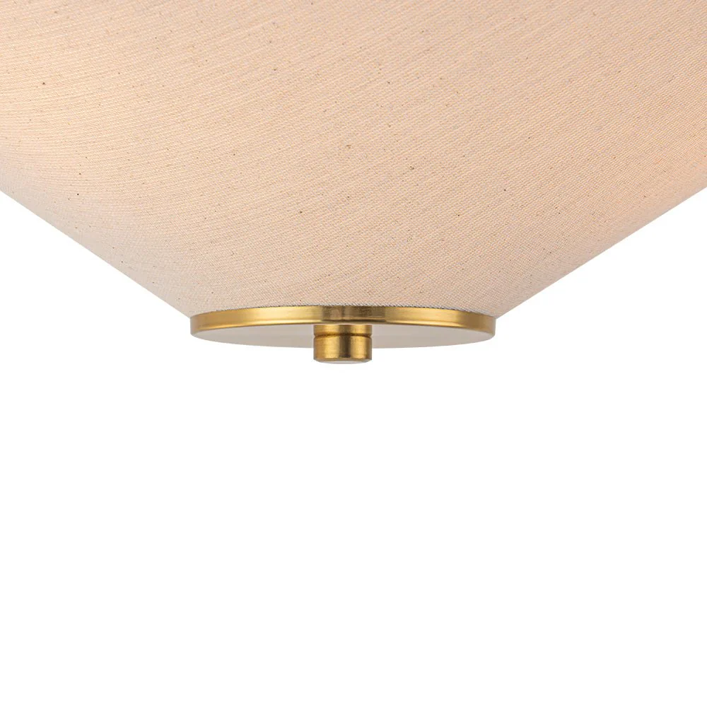 French Country Ivory Linen Conical Cage Semi Flush Mount - Image 13