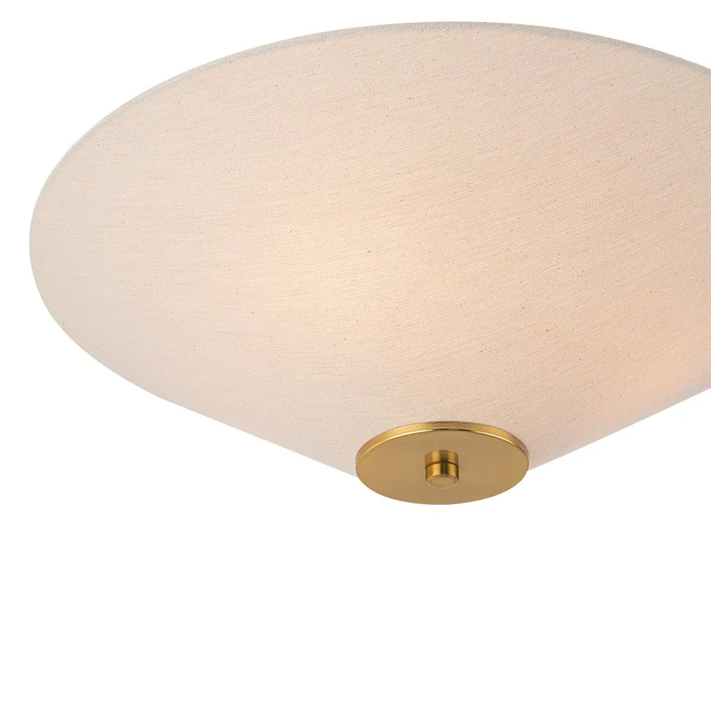 French Country Ivory Linen Conical Cage Semi Flush Mount - Image 14