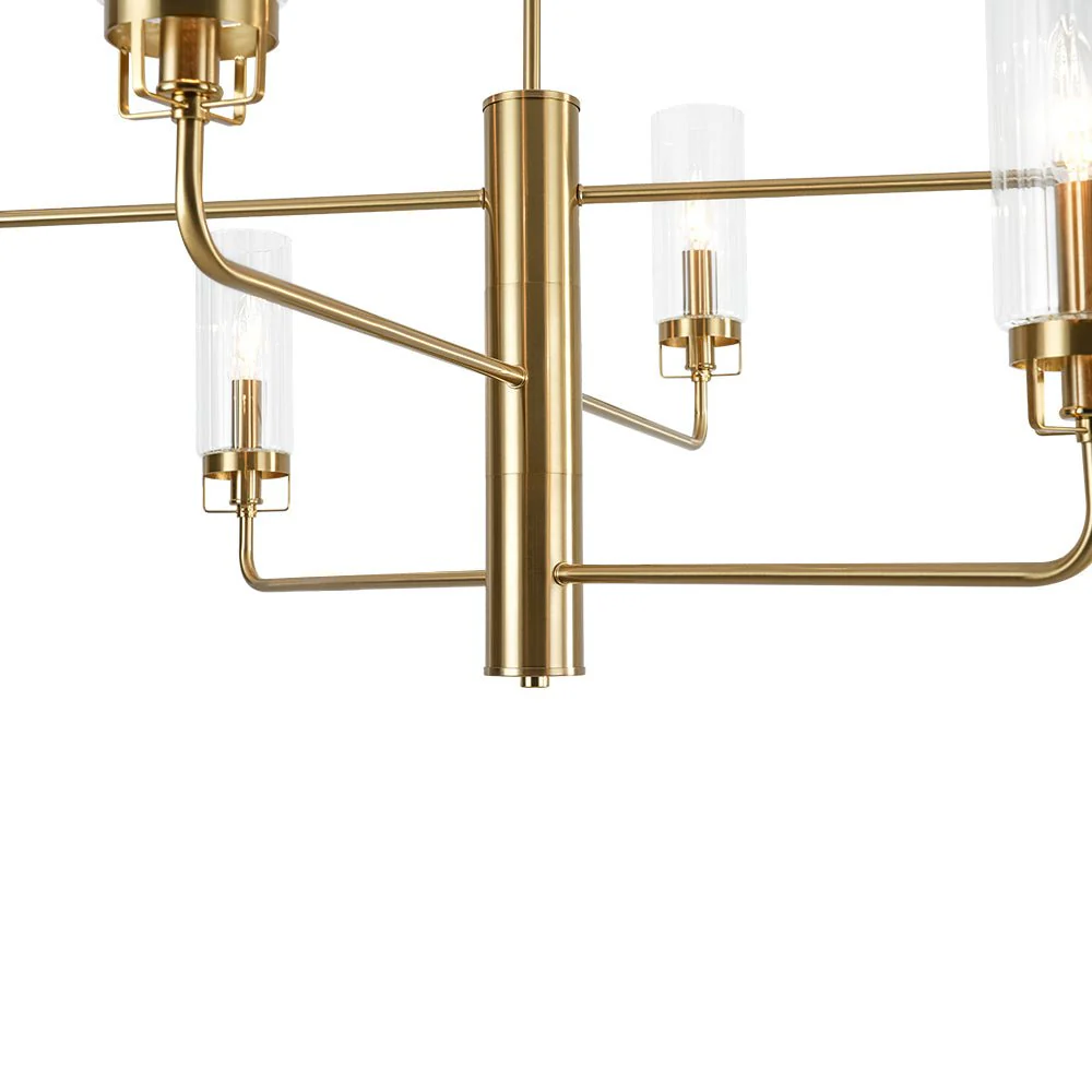 French Cylinder Ribbed Glass Round Tiered Candle Chandelier - Image 10