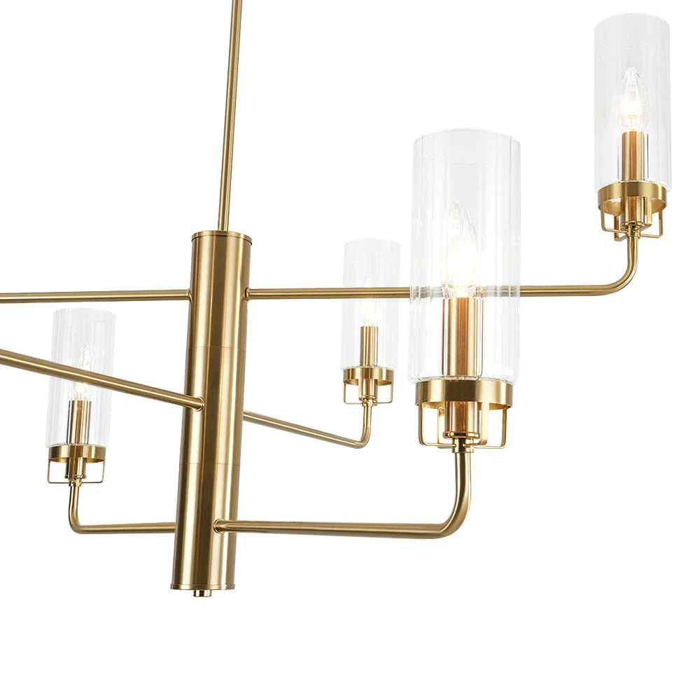 French Cylinder Ribbed Glass Round Tiered Candle Chandelier - Image 11