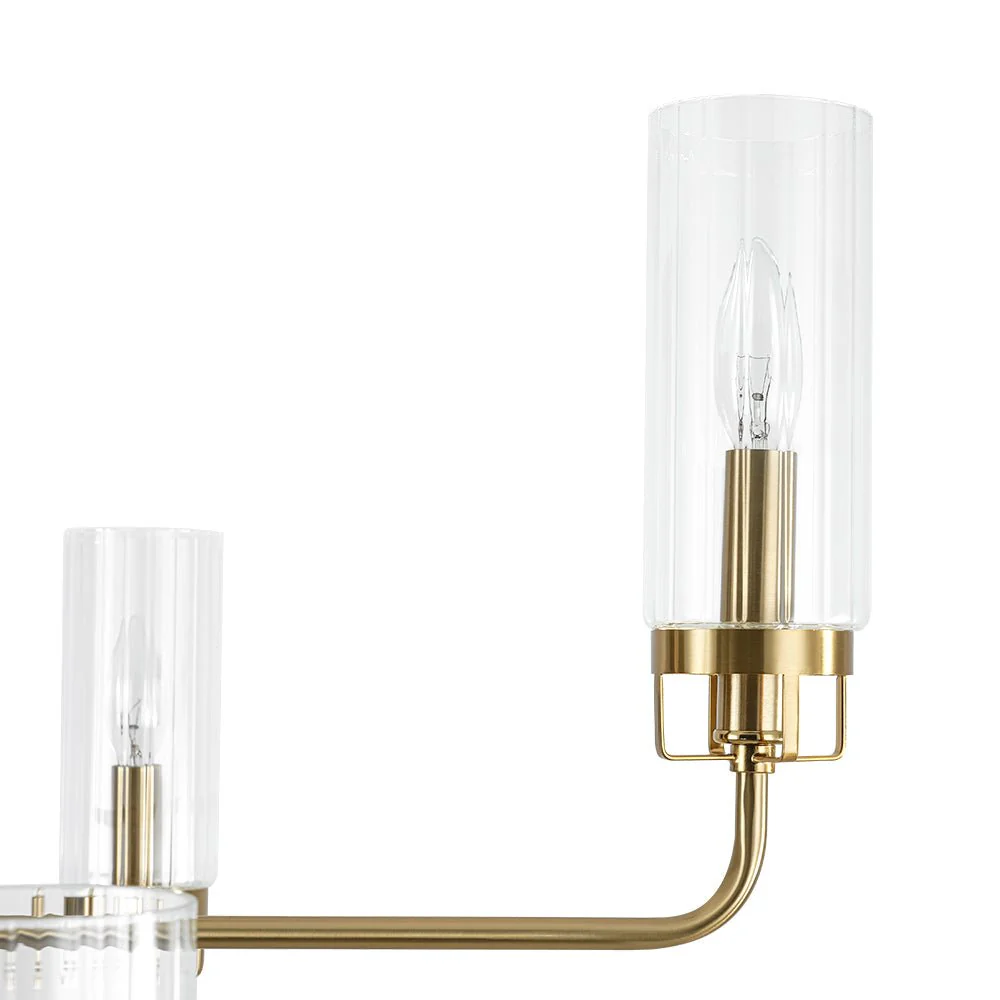 French Cylinder Ribbed Glass Round Tiered Candle Chandelier - Image 12