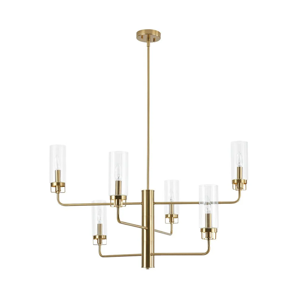 French Cylinder Ribbed Glass Round Tiered Candle Chandelier - Image 5