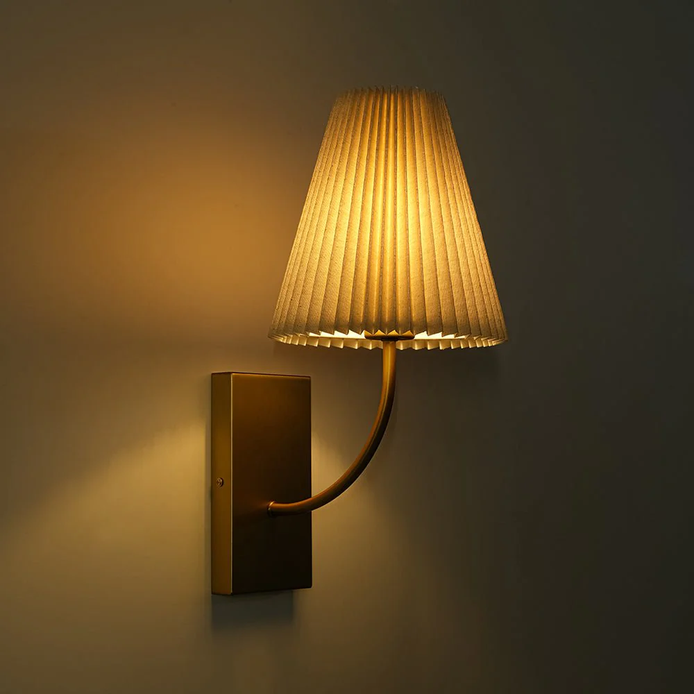 French Elegant 1-Light Pleated Fabric Wall Lamp - Image 10