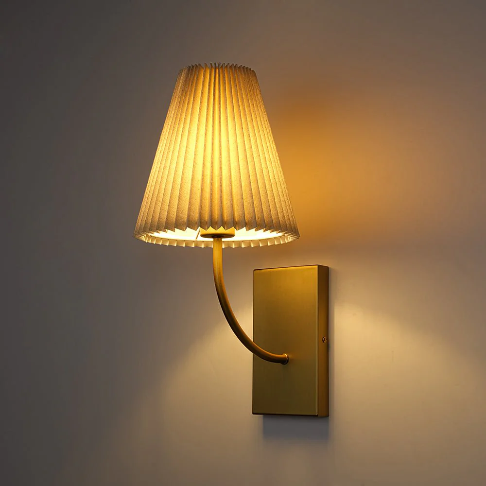 French Elegant 1-Light Pleated Fabric Wall Lamp - Image 11