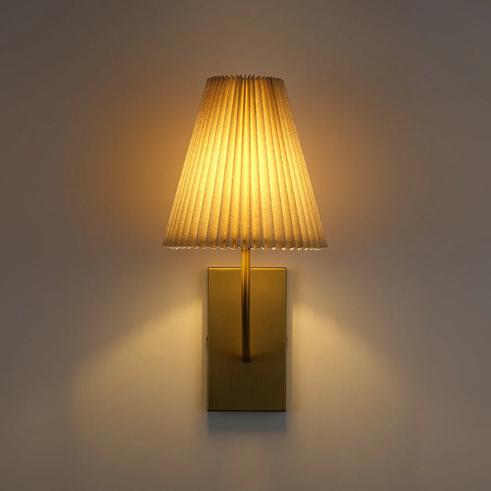French Elegant 1-Light Pleated Fabric Wall Lamp - Image 12