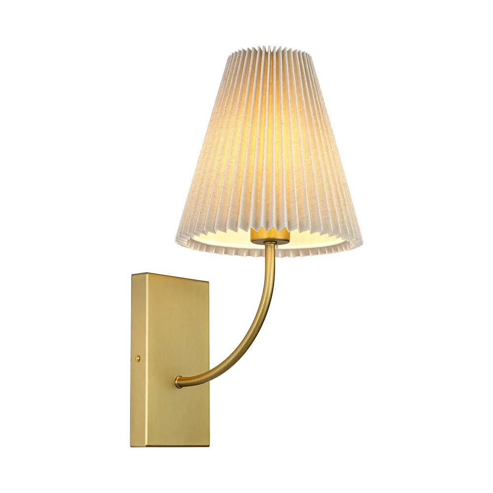 French Elegant 1-Light Pleated Fabric Wall Lamp - Image 3