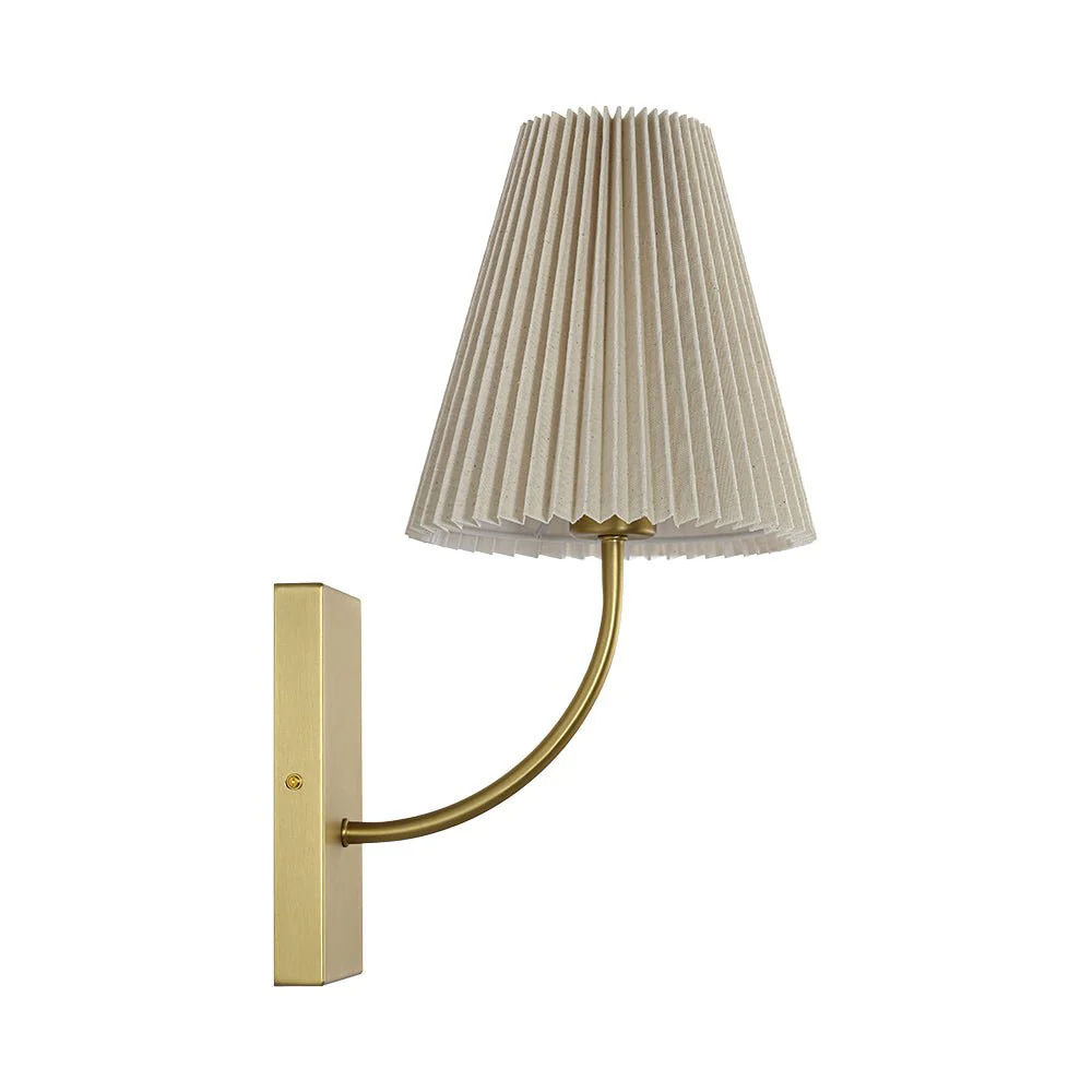French Elegant 1-Light Pleated Fabric Wall Lamp - Image 4