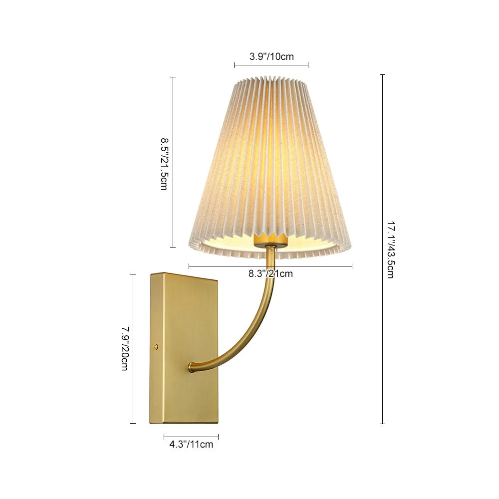 French Elegant 1-Light Pleated Fabric Wall Lamp - Image 7