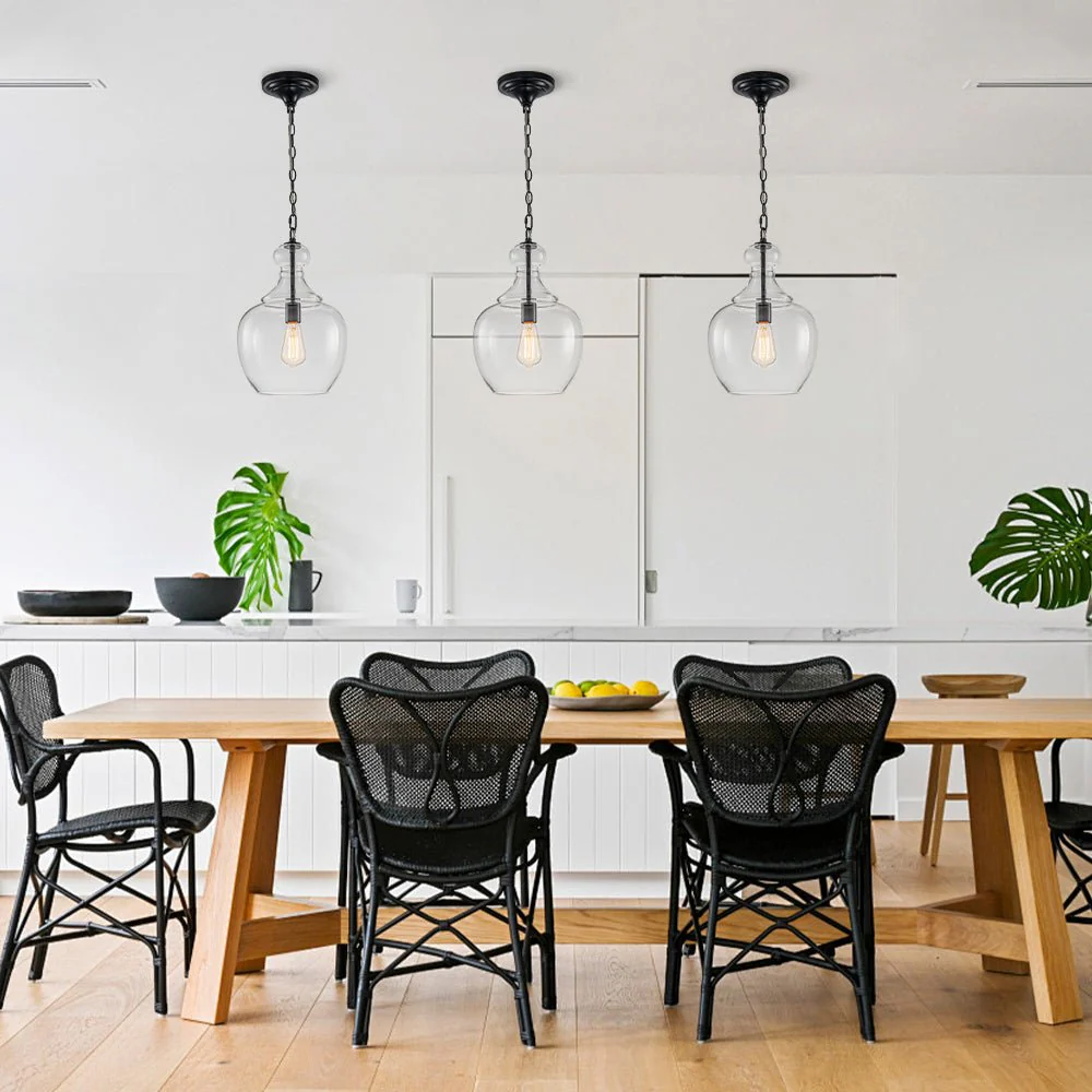 French Farmhouse 1-Light Glass Bell Kitchen Pendant Light - Image 2