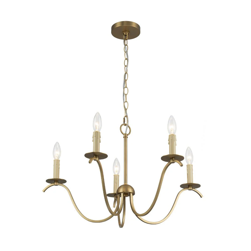 (OpenBox) French Farmhouse 5-Light Brass Candle Style Chandelier - Image 10