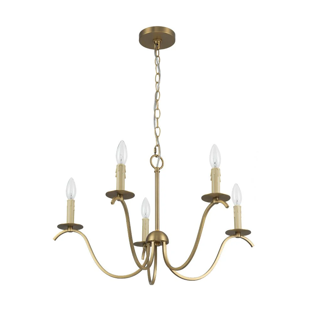 (OpenBox) French Farmhouse 5-Light Brass Candle Style Chandelier - Image 11