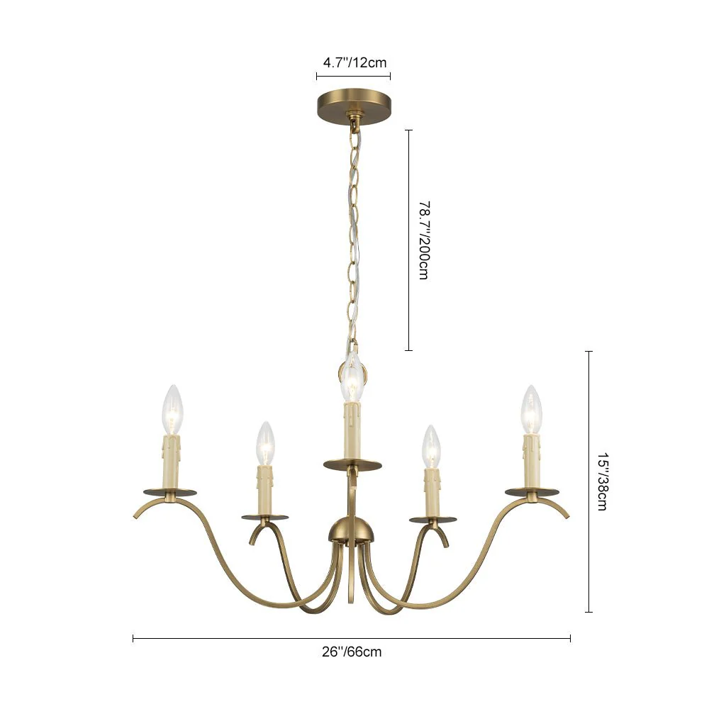 (OpenBox) French Farmhouse 5-Light Brass Candle Style Chandelier - Image 3