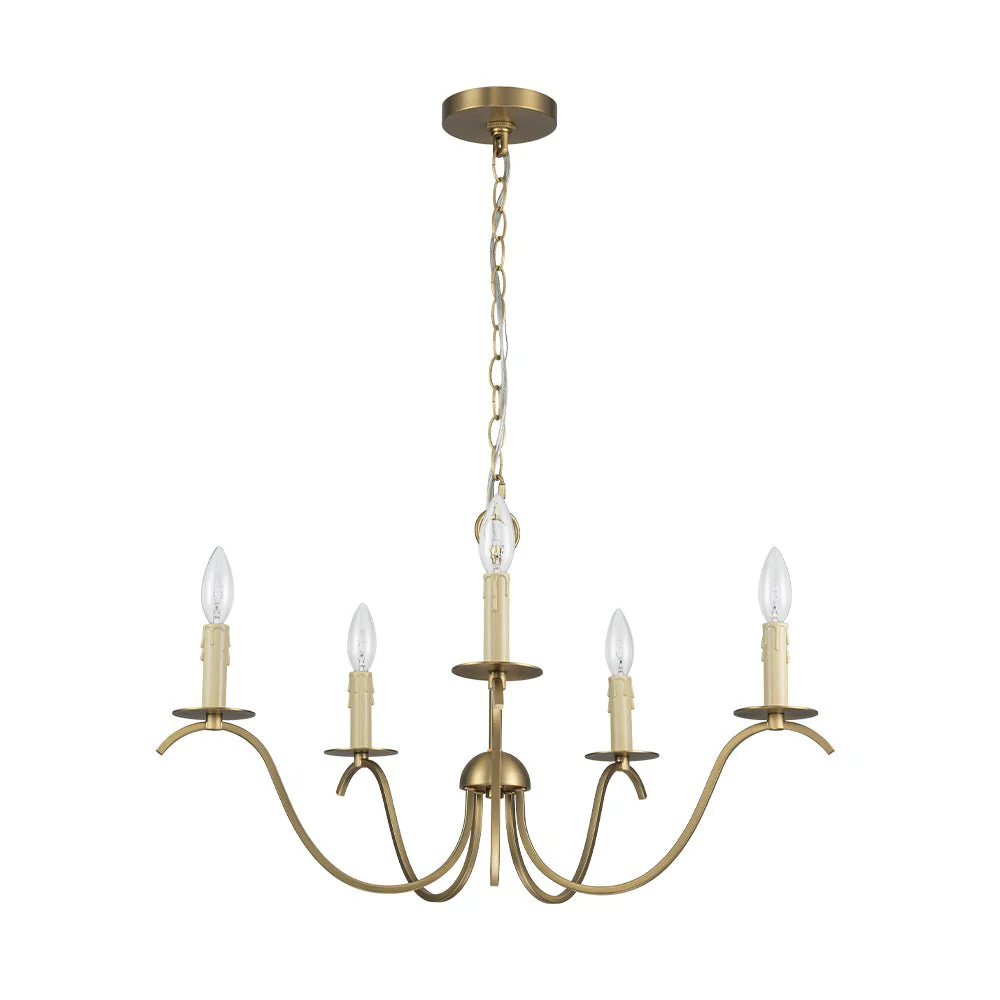 (OpenBox) French Farmhouse 5-Light Brass Candle Style Chandelier - Image 6
