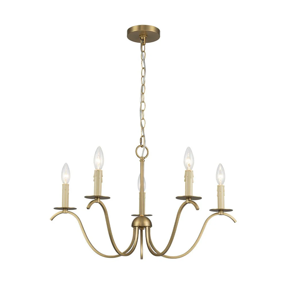 (OpenBox) French Farmhouse 5-Light Brass Candle Style Chandelier - Image 8