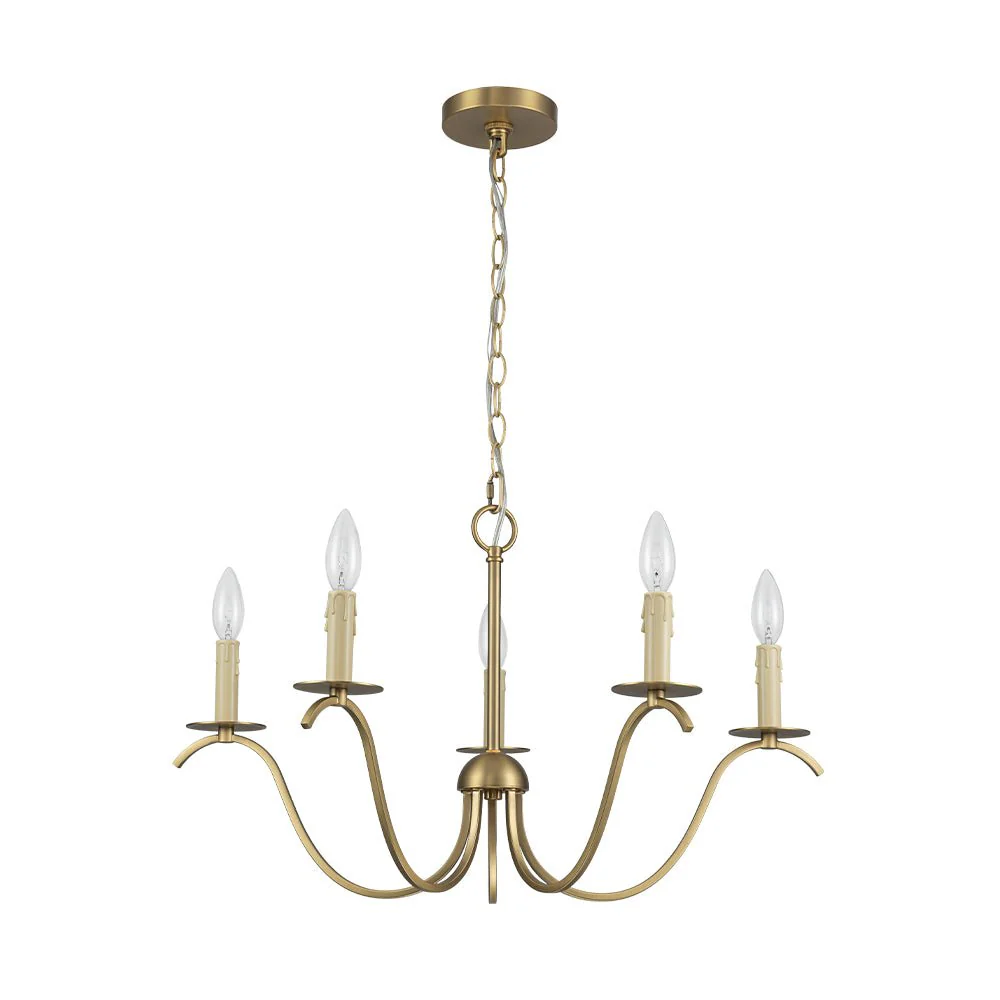 (OpenBox) French Farmhouse 5-Light Brass Candle Style Chandelier - Image 9
