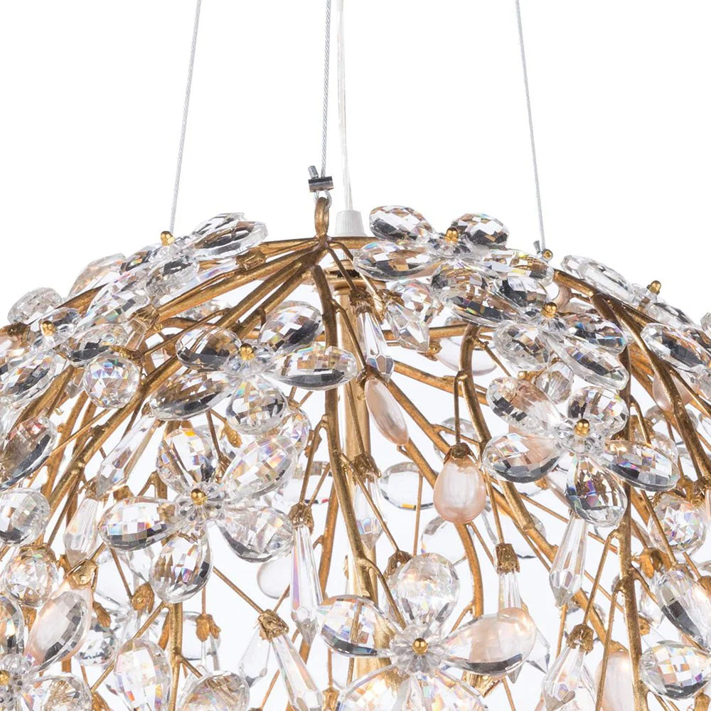 Bloom French Gold Blossom Crystal Floral Orb Chandelier - Image 11
