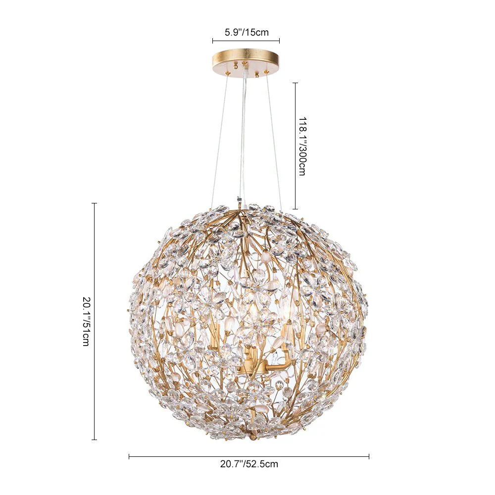 Bloom French Gold Blossom Crystal Floral Orb Chandelier - Image 13