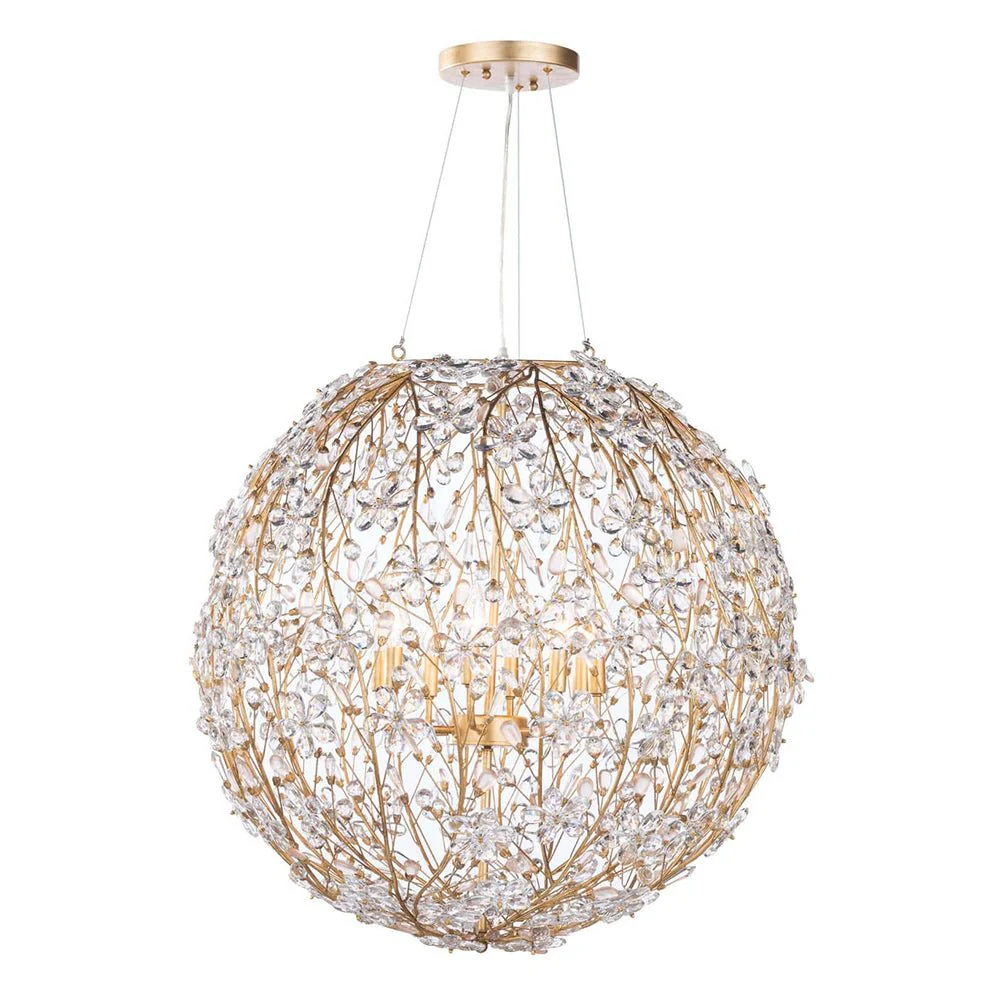 Bloom French Gold Blossom Crystal Floral Orb Chandelier - Image 14