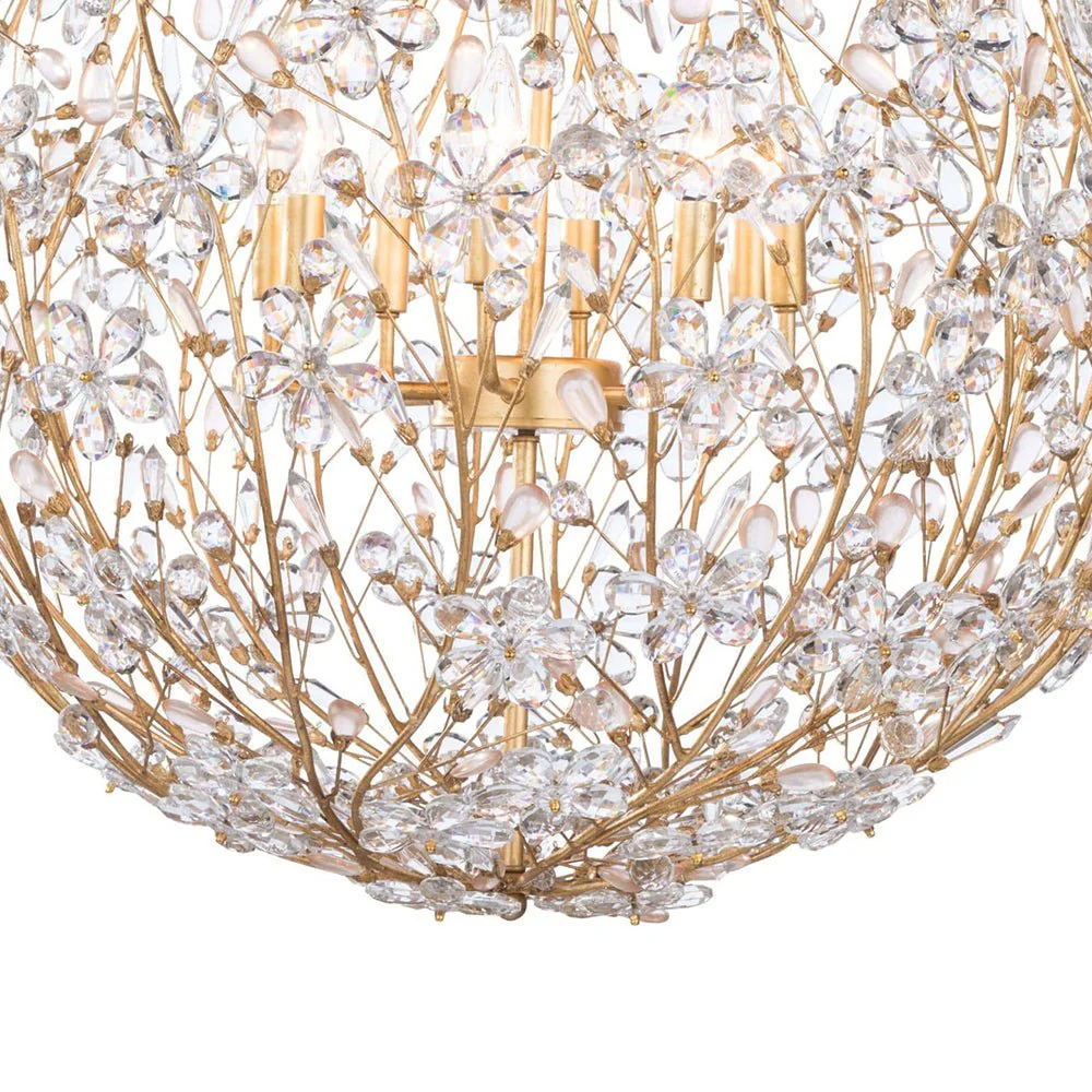 Bloom French Gold Blossom Crystal Floral Orb Chandelier - Image 15