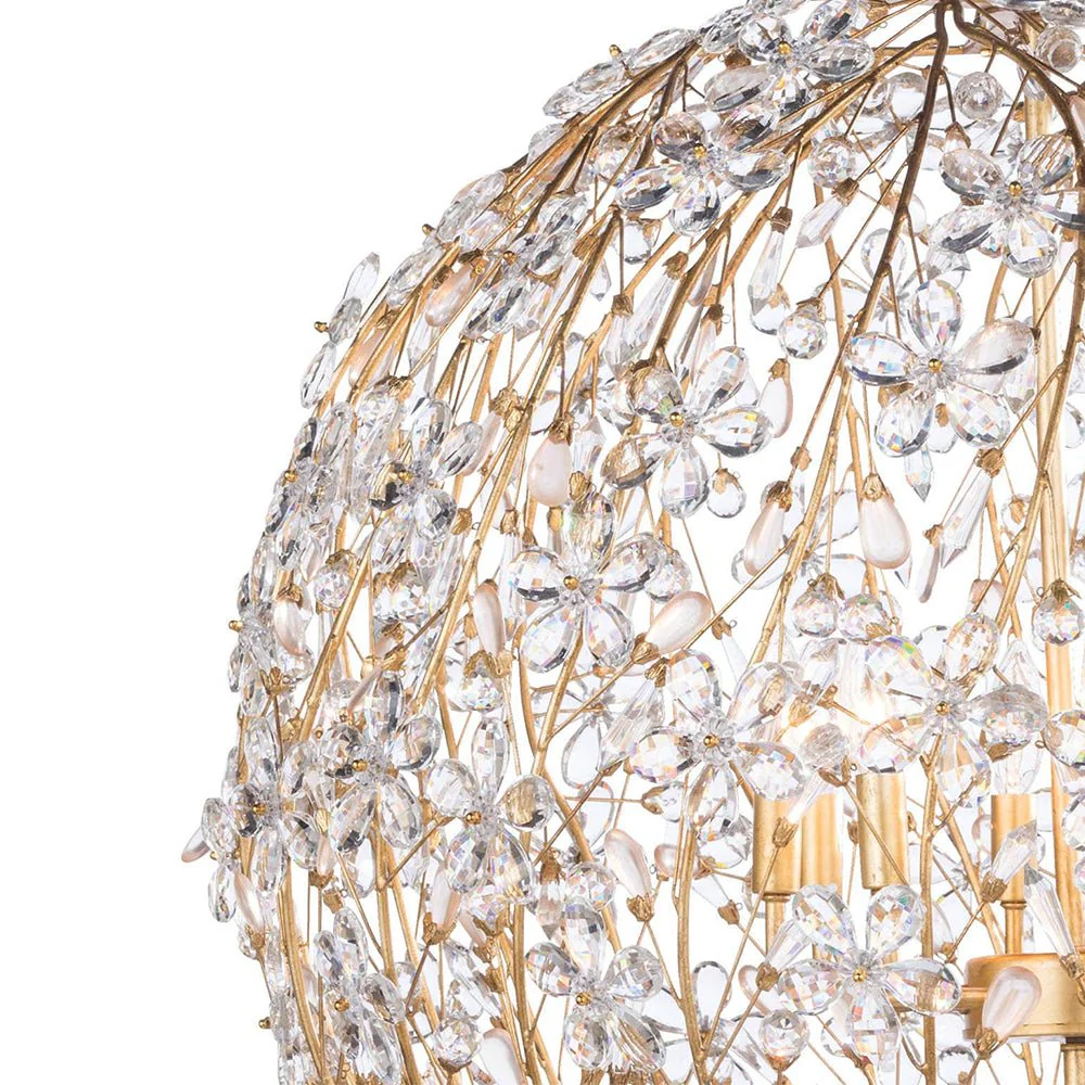 Bloom French Gold Blossom Crystal Floral Orb Chandelier - Image 17