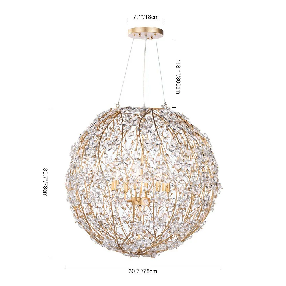 Bloom French Gold Blossom Crystal Floral Orb Chandelier - Image 19