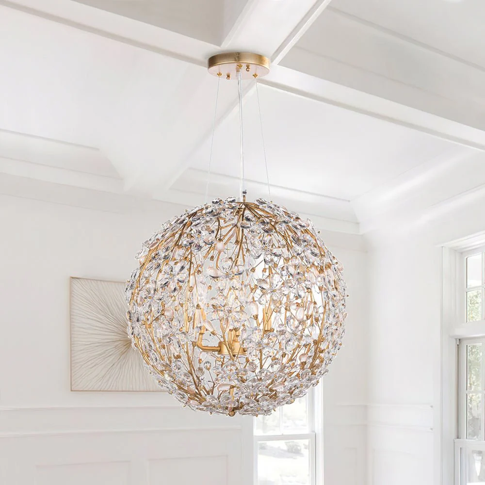 Bloom French Gold Blossom Crystal Floral Orb Chandelier - Image 3