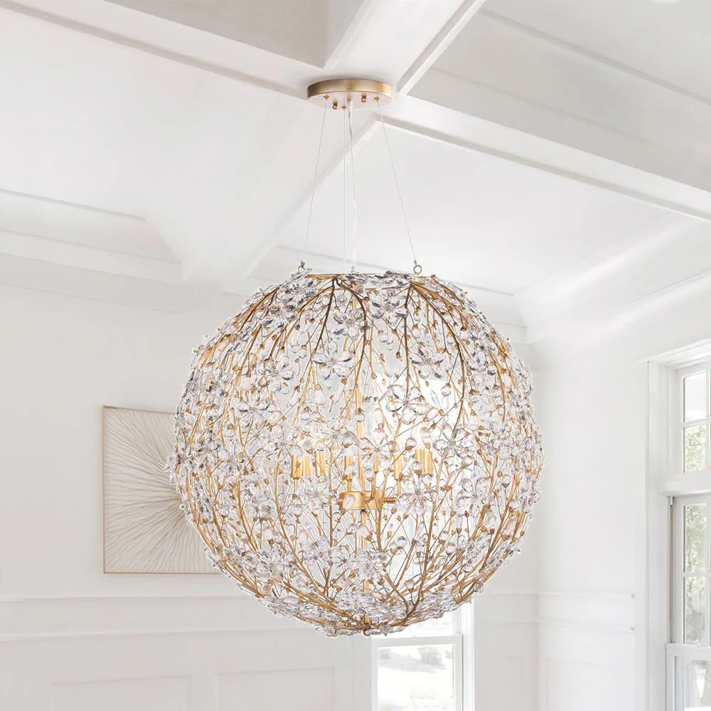 Bloom French Gold Blossom Crystal Floral Orb Chandelier - Image 4