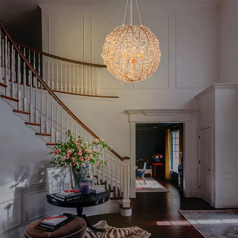 Bloom French Gold Blossom Crystal Floral Orb Chandelier - Image 5