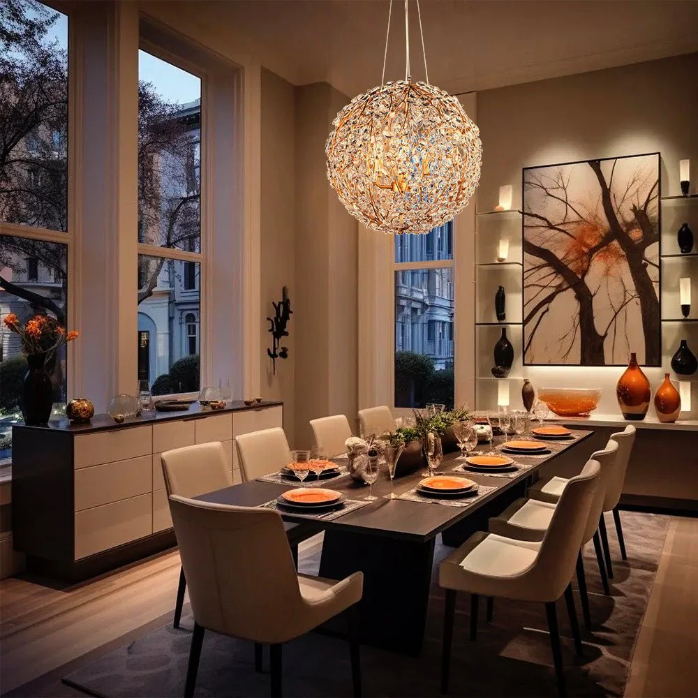 Bloom French Gold Blossom Crystal Floral Orb Chandelier - Image 6