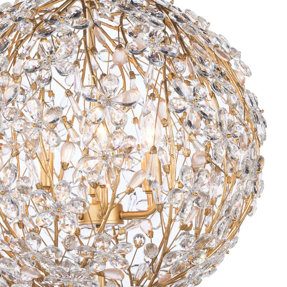 Bloom French Gold Blossom Crystal Floral Orb Chandelier - Image 8