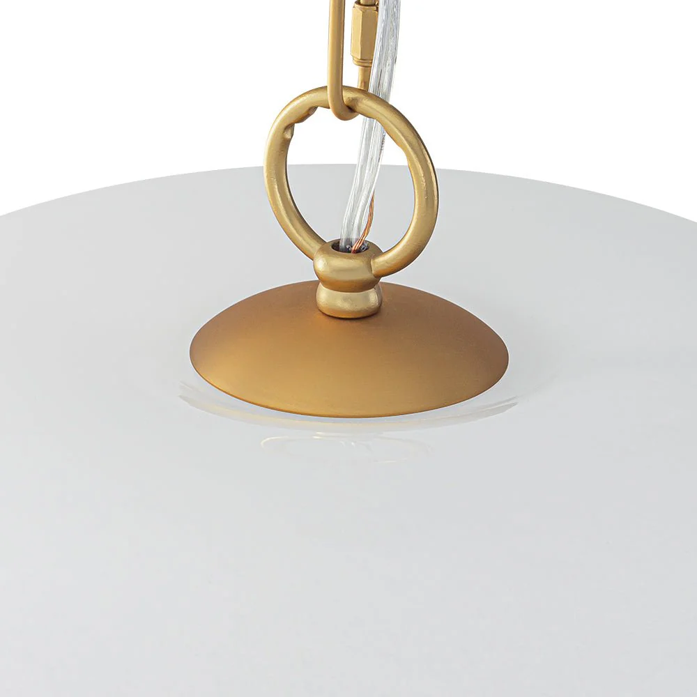 French Luxe 1-Light White Clouded Glass Round Pendant - Image 11