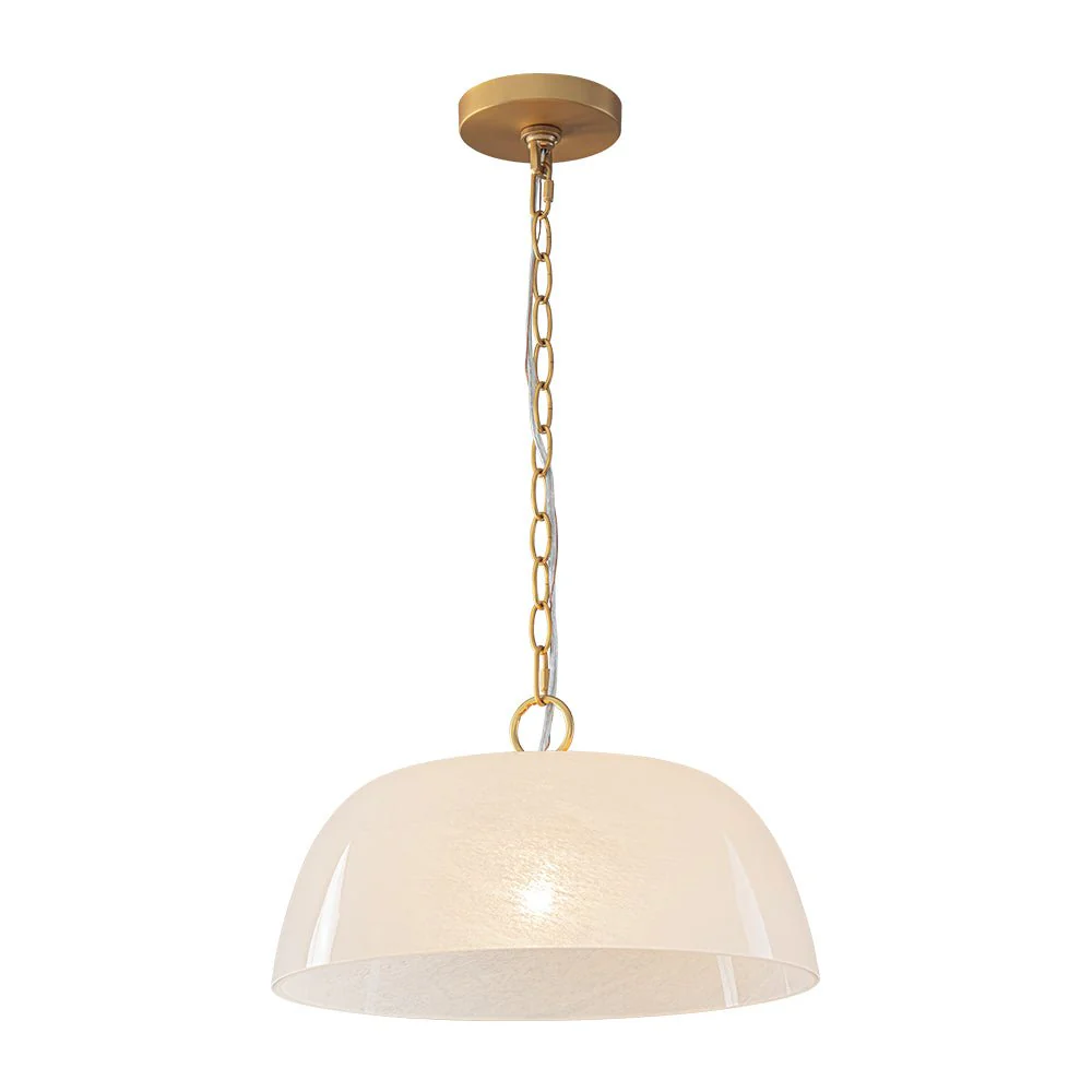 French Luxe 1-Light White Clouded Glass Round Pendant - Image 3