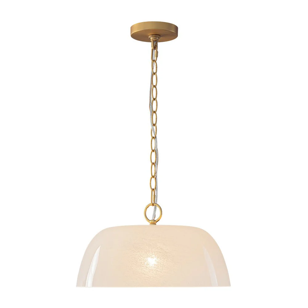 French Luxe 1-Light White Clouded Glass Round Pendant - Image 4