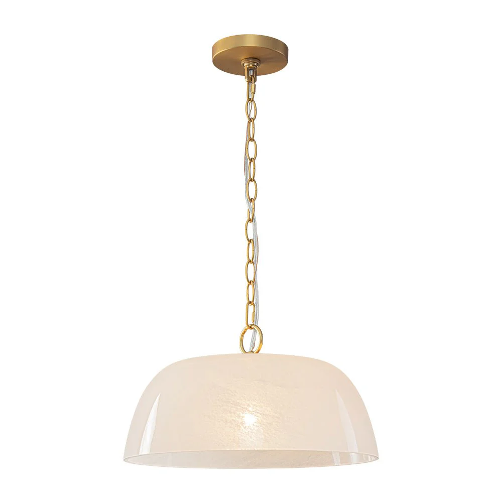French Luxe 1-Light White Clouded Glass Round Pendant - Image 6