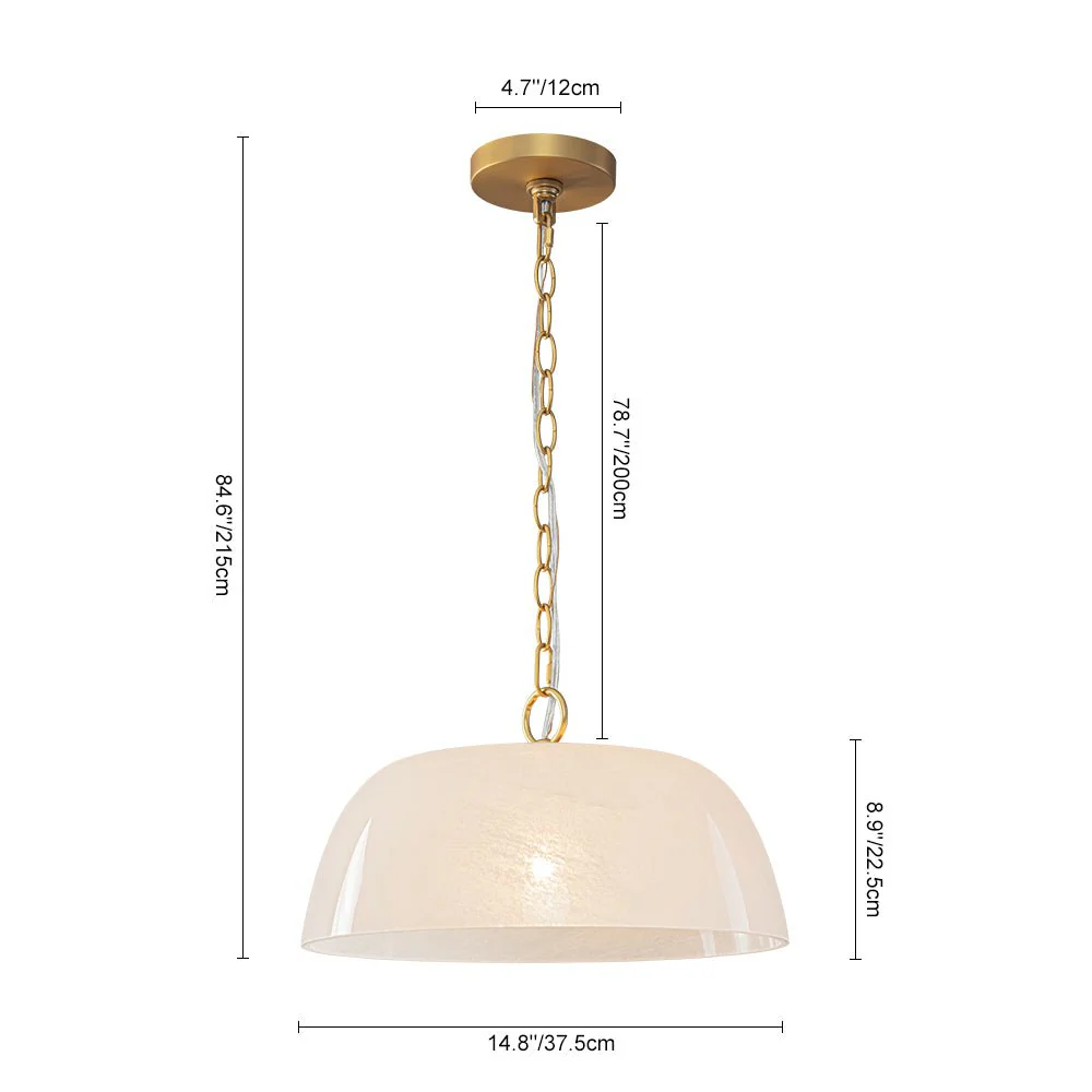 French Luxe 1-Light White Clouded Glass Round Pendant - Image 7