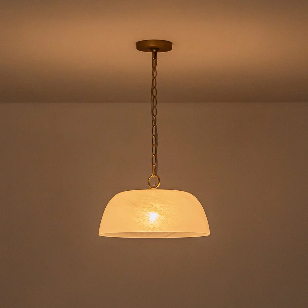 French Luxe 1-Light White Clouded Glass Round Pendant - Image 8