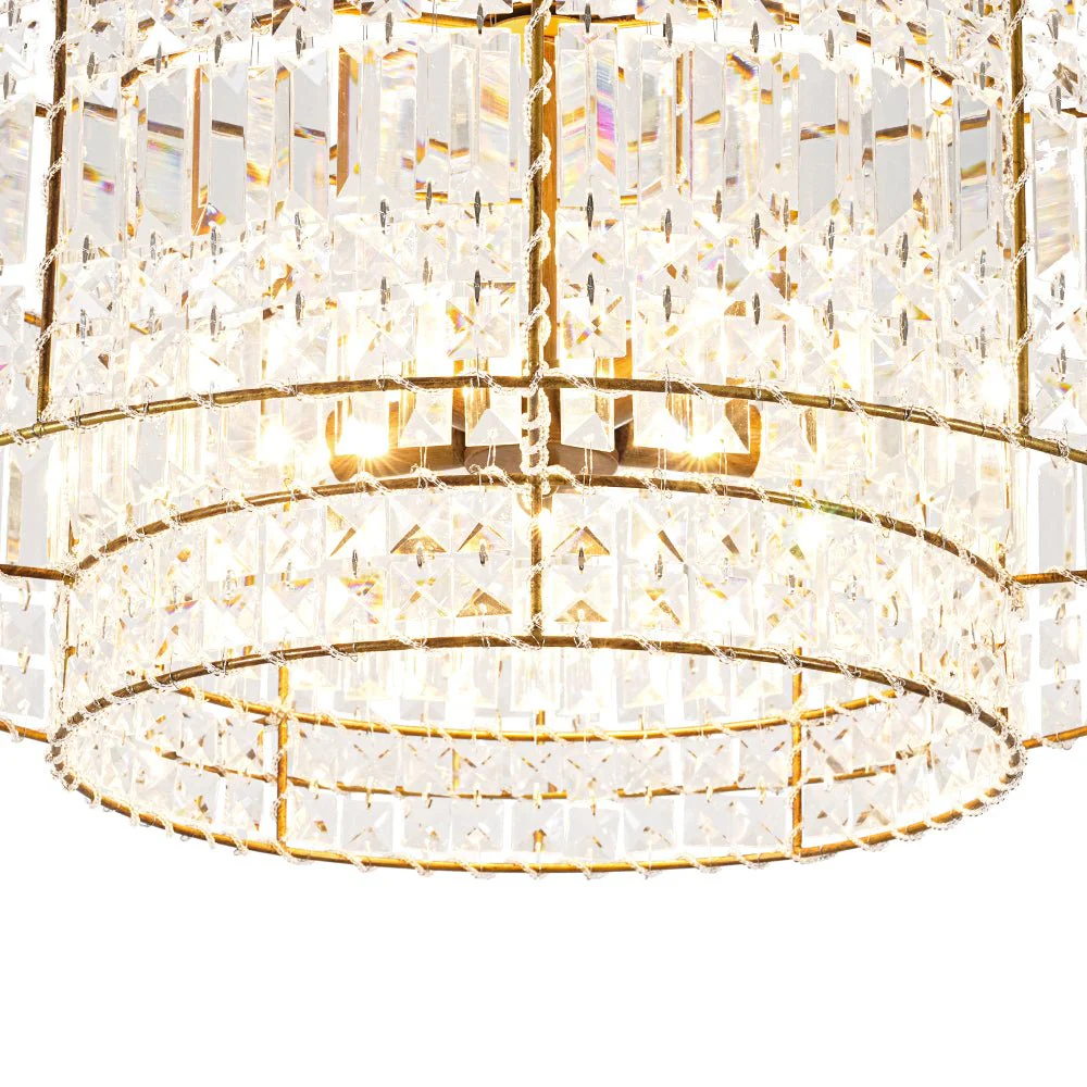 Luxe Antique Bronze Tiered Crystal Drum Cage Chandelier - Image 10